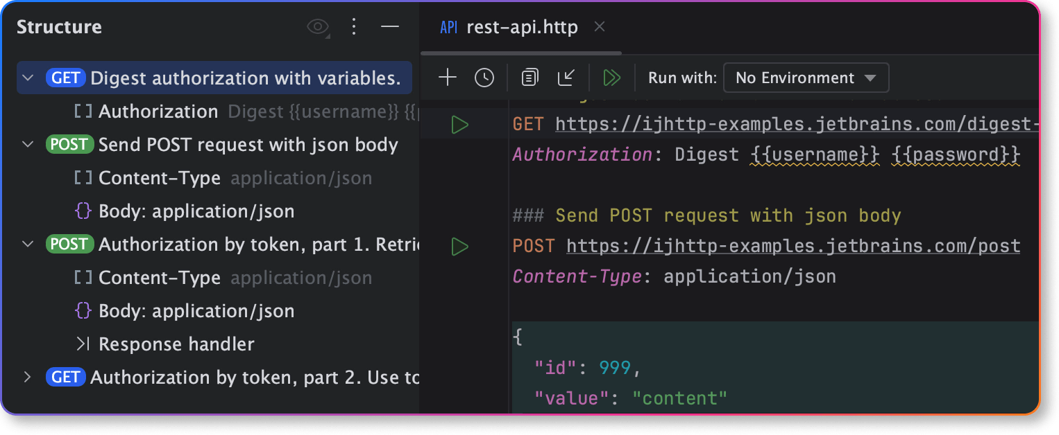 HTTP request in HTTP Client in IntelliJ IDEA