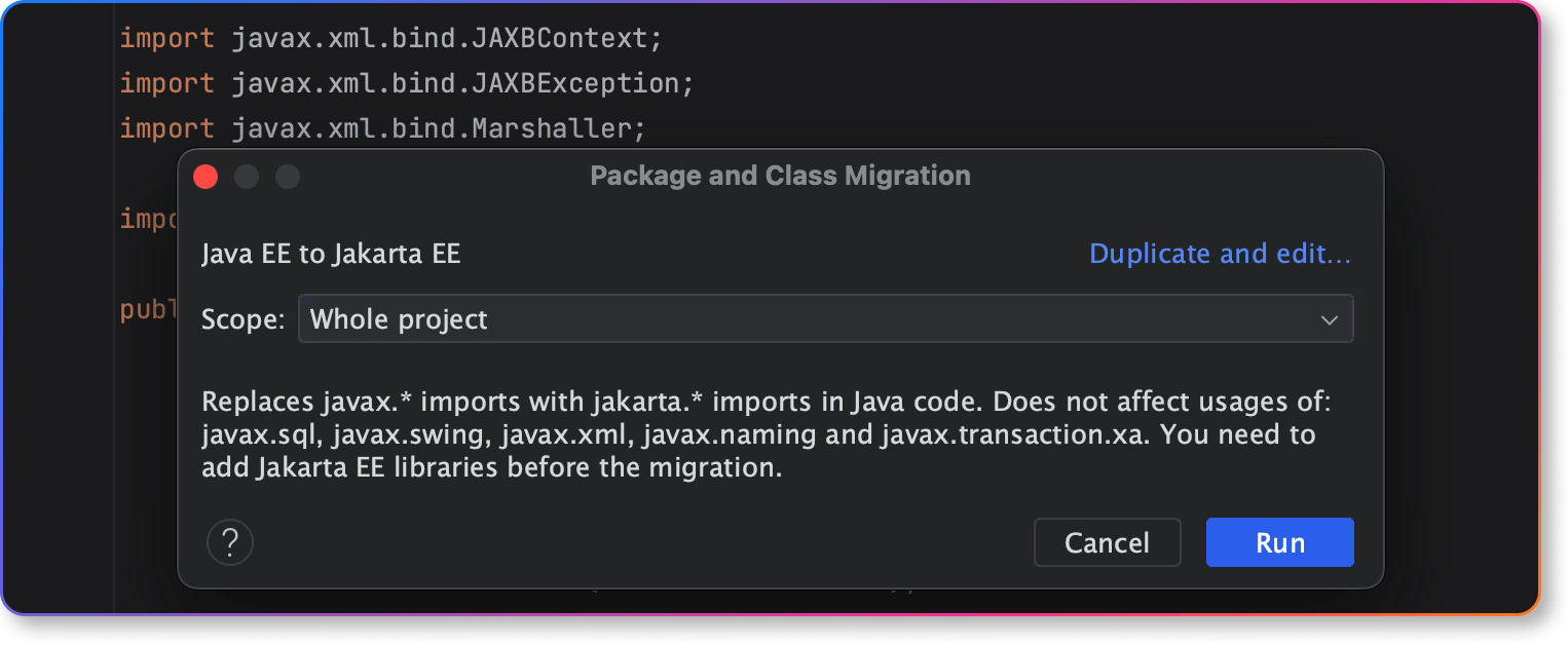 IntelliJ IDEA migration from Java EE to Jakarta EE