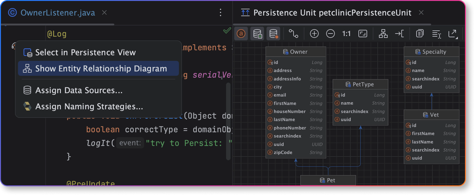 IntelliJ IDEA JPA ER diagram