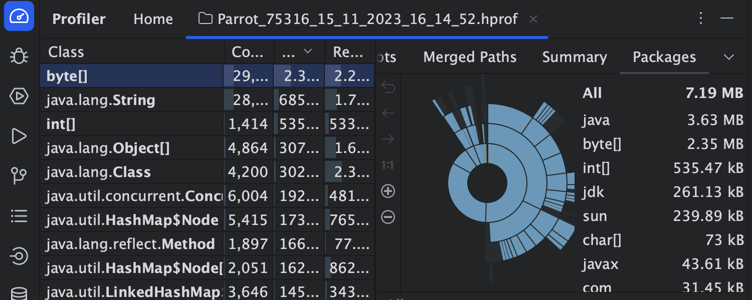 Heap dump analyzer for Java application