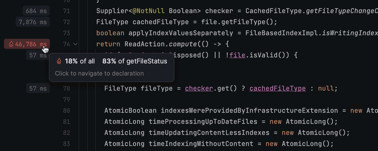 Sugerencias de rendimiento en el editor