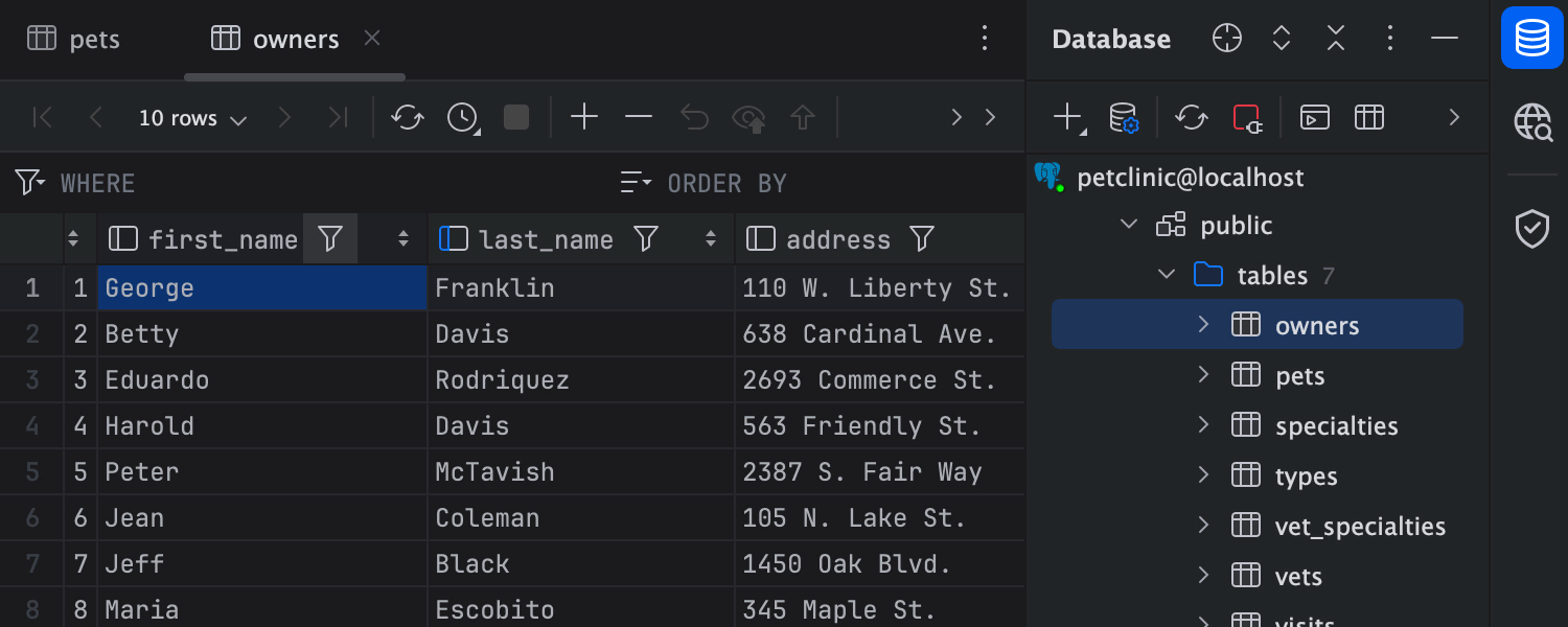 Data table view