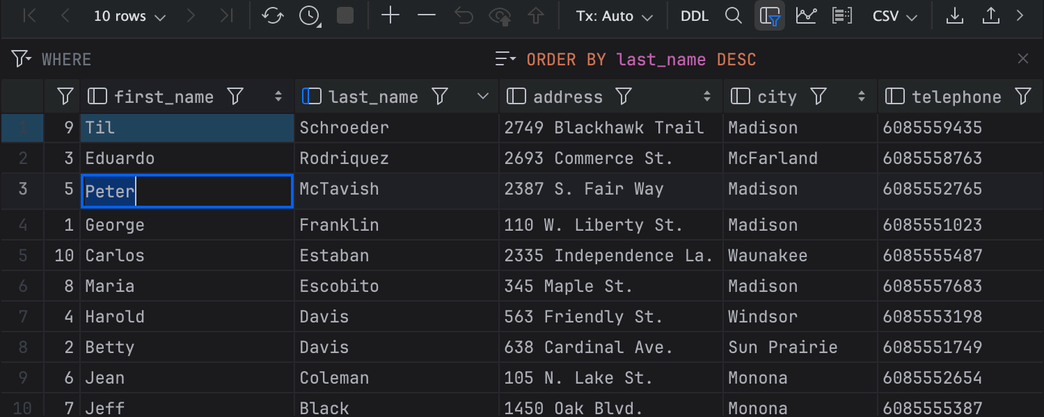 View and edit data