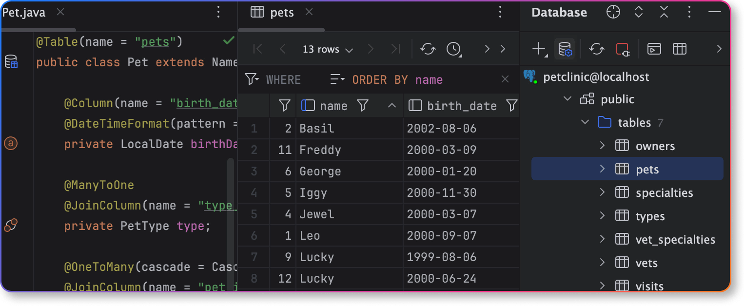 Connect database for Spring project