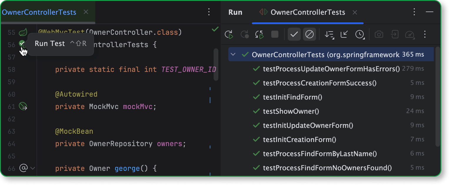 Test Spring applications