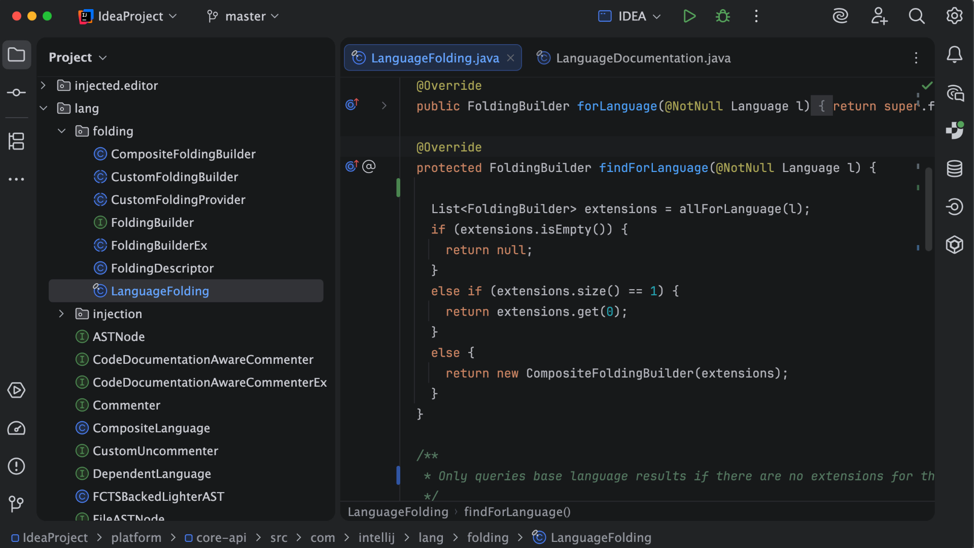 IntelliJ IDEA interface