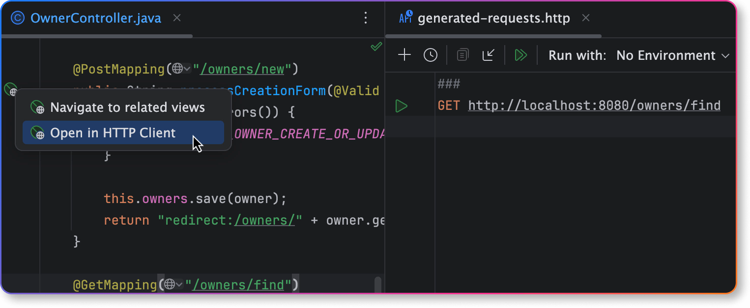 HTTP request in HTTP Client in IntelliJ IDEA