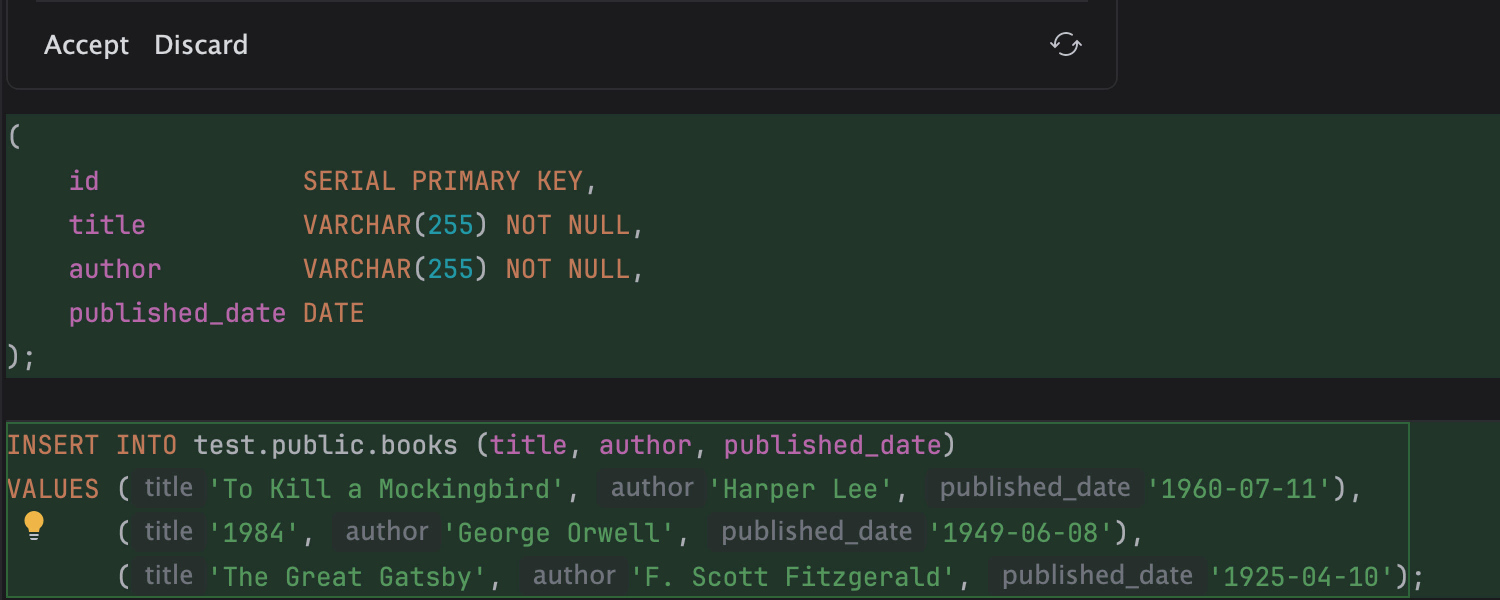 Compare data from tables