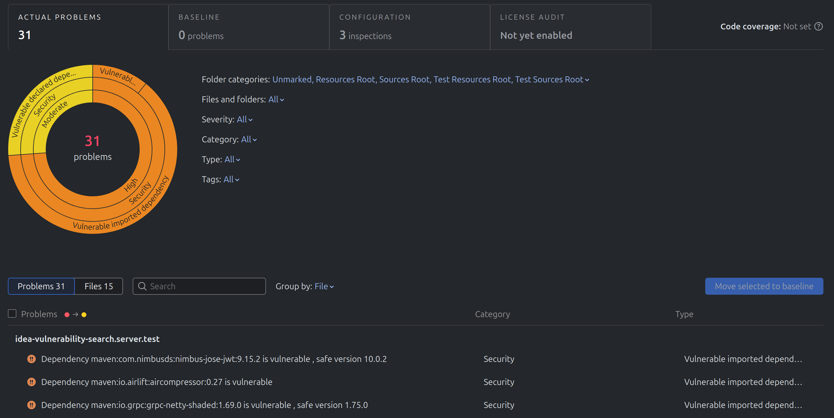 SAST vulnerability report showing detected security issues